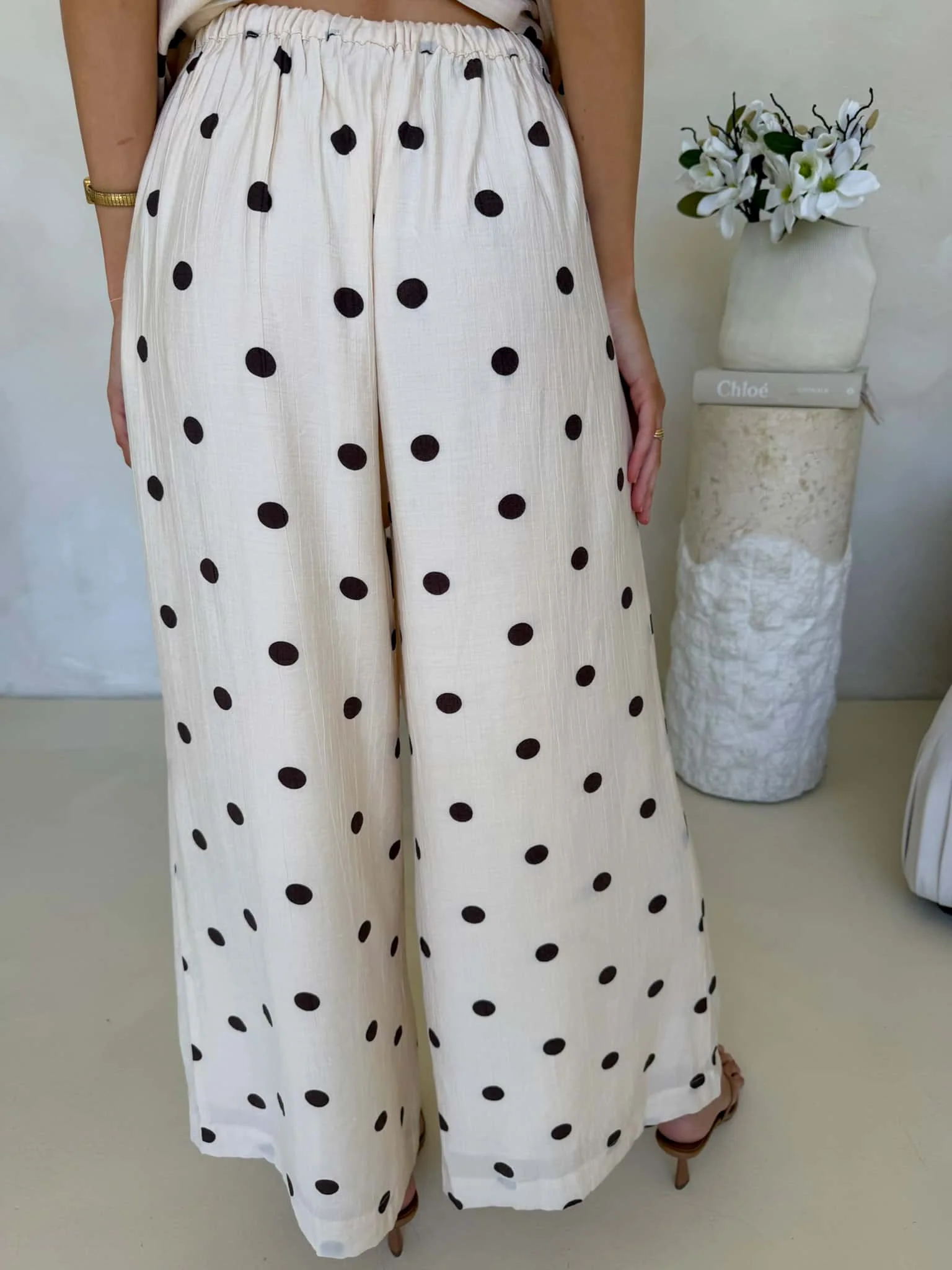 Blair Pants - Crème Cafe Polka Dot - Image 3