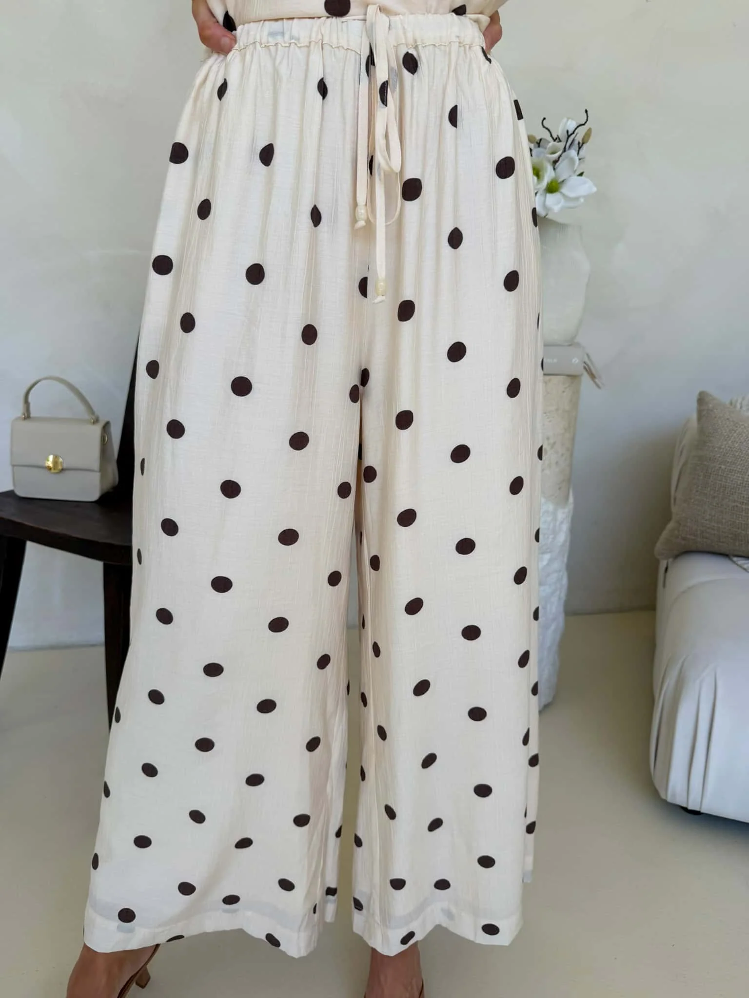 Blair Pants - Crème Cafe Polka Dot - Image 4