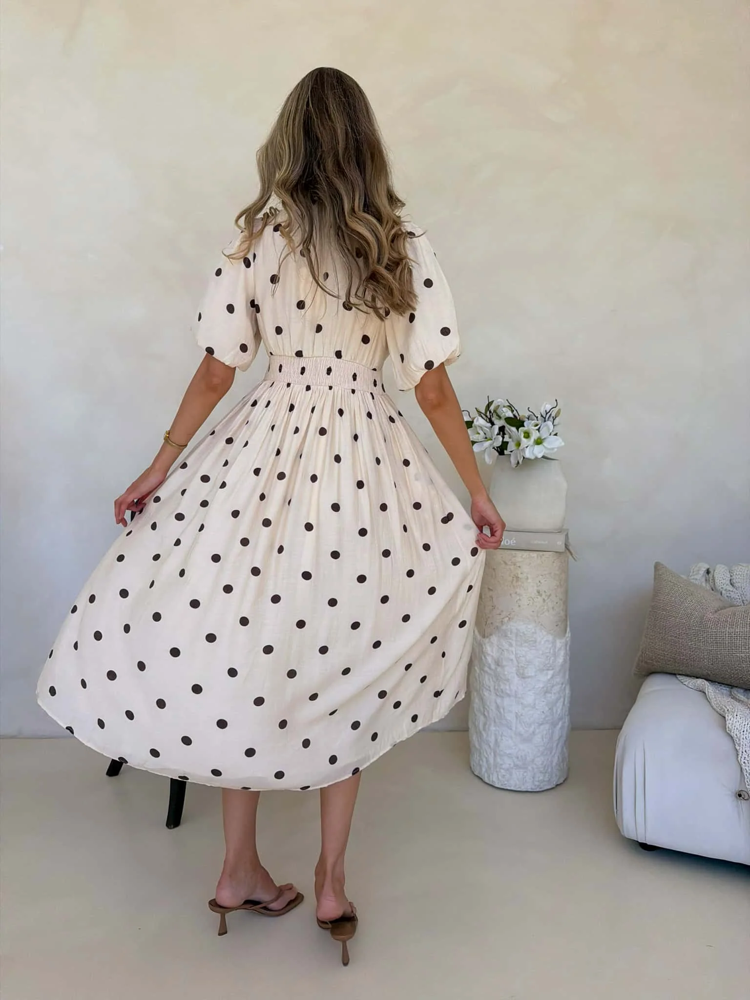 Bonnie Dress - Crème Cafe  Polka Dot - Image 3