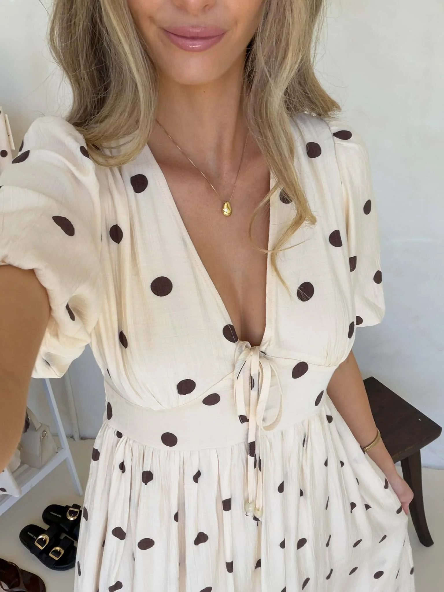 Bonnie Dress - Crème Cafe  Polka Dot - Image 7