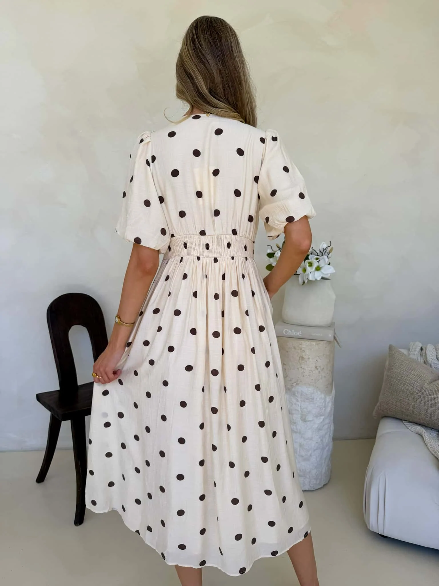 Bonnie Dress - Crème Cafe  Polka Dot - Image 8