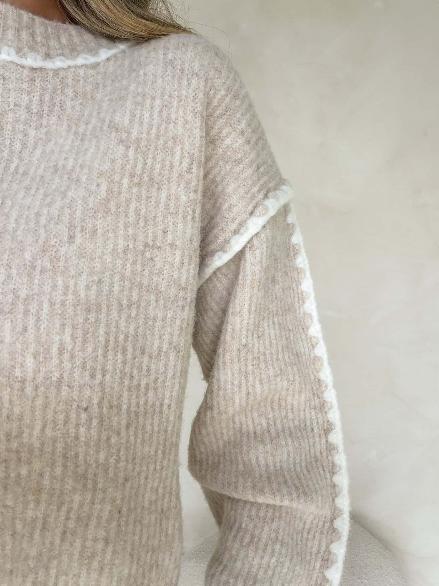 Della Cropped Knit - Cream Marle - Image 3