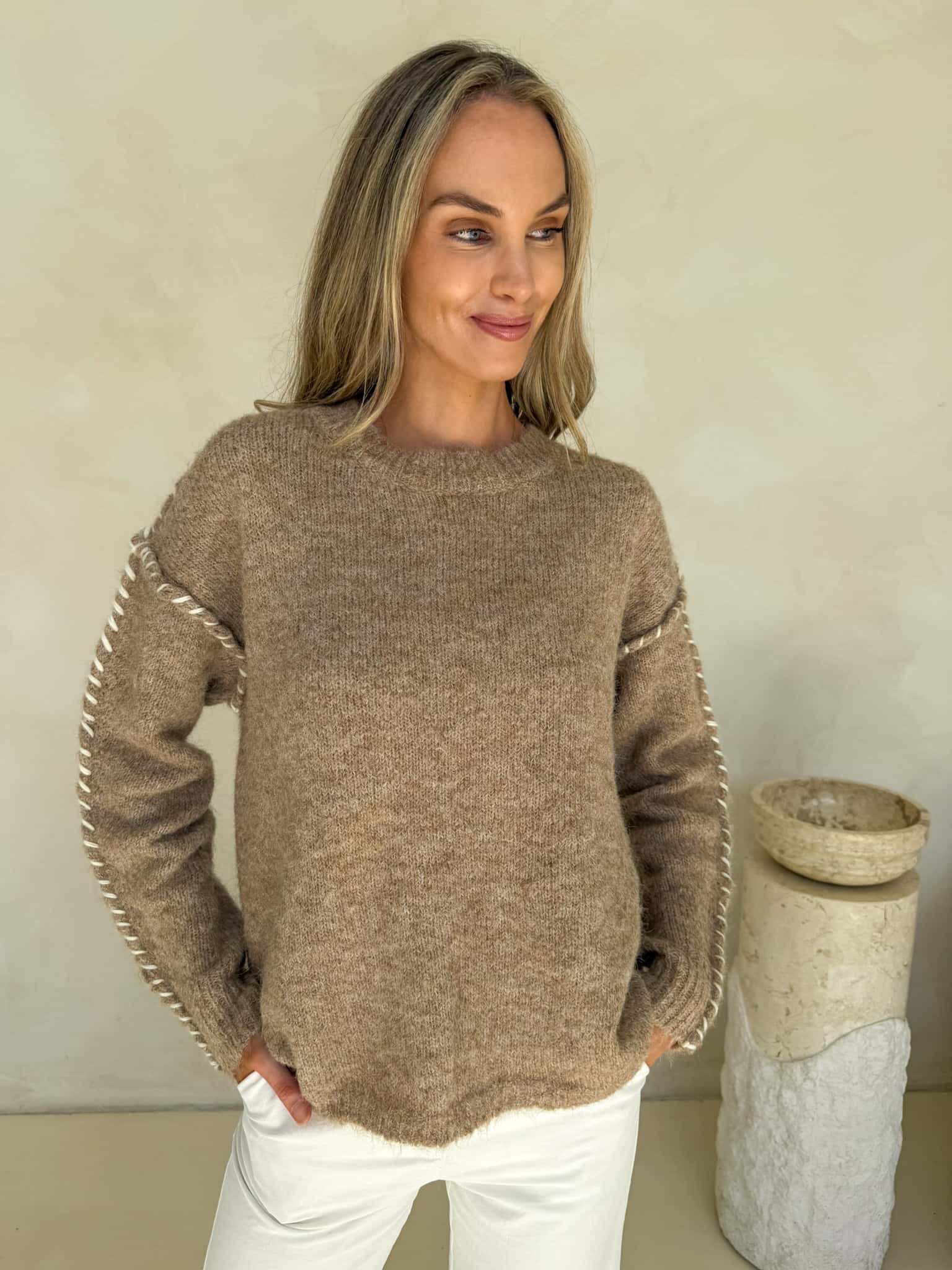 Fawn Stitch Knit - Taupe - Image 4