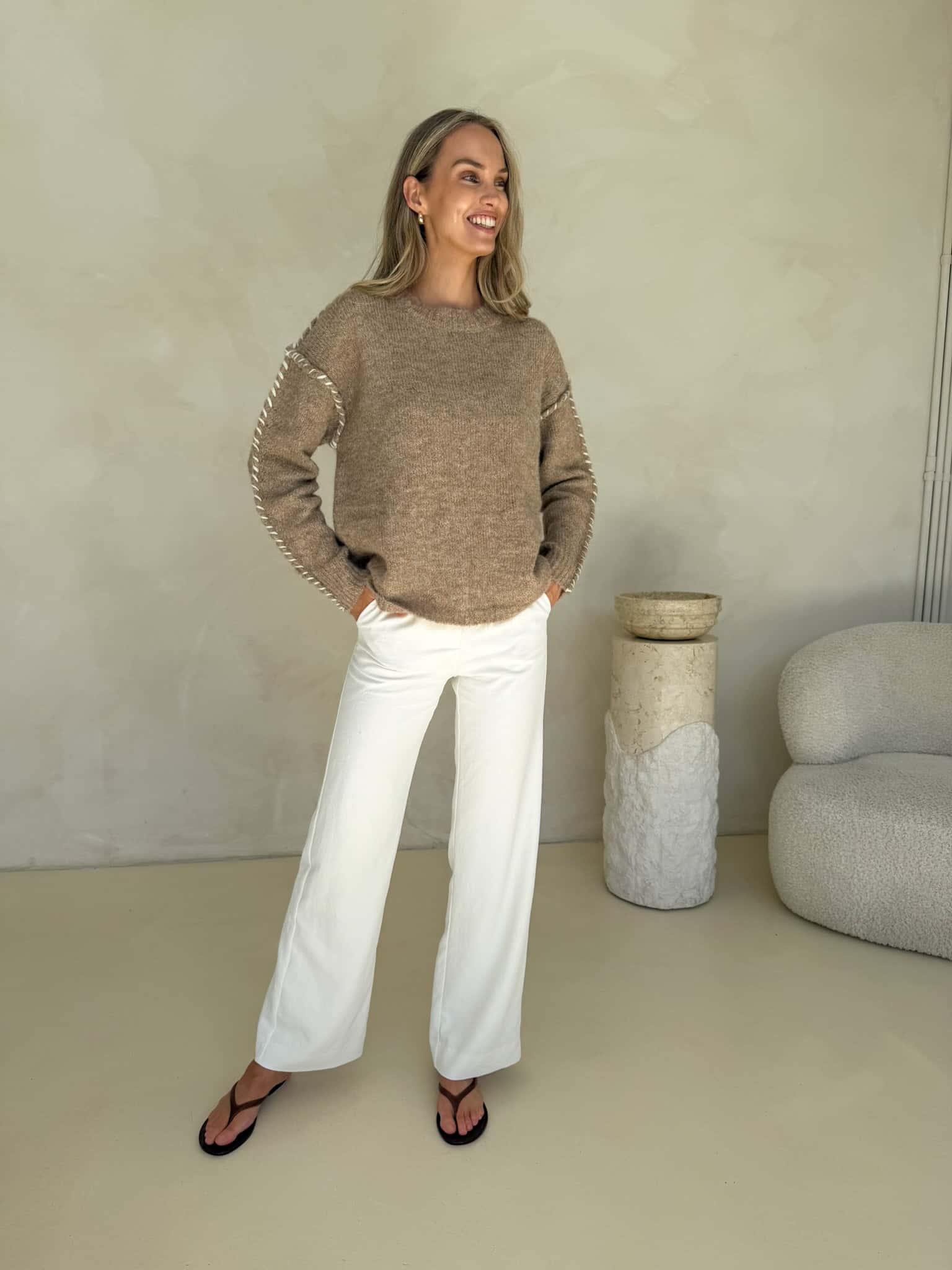 Fawn Stitch Knit - Taupe - Image 6