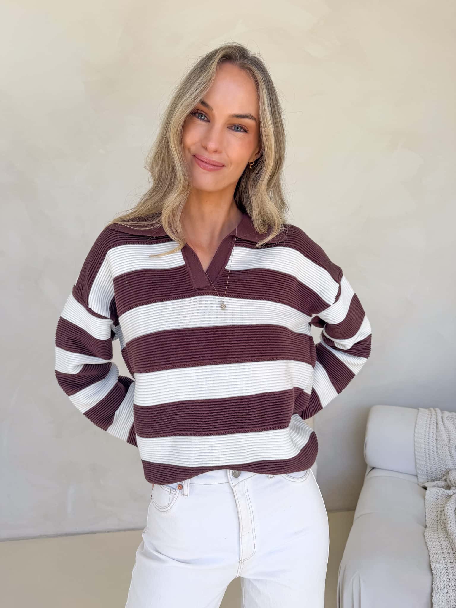 Harlow Knit - Chocolate & White - Image 7