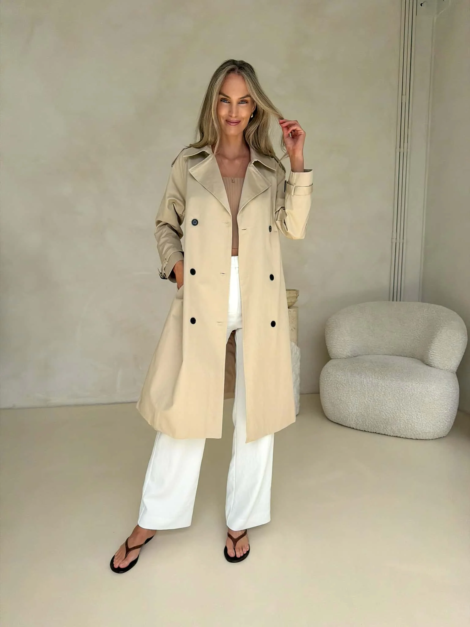 Maeve Trench Coat - Beige - Image 7